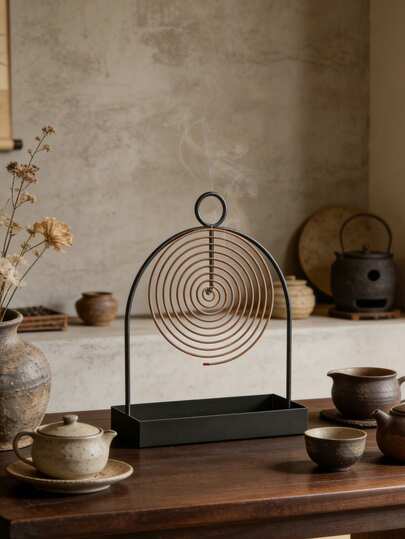 1 Giá đỡ nhang muỗi đa năng, làm bằng thép carbon, có khay đựng tro, thiết kế treo, tương thích với nhang gỗ đàn hương, chịu lửa, bền bỉ, lý tưởng cho sử dụng trong nhà và ngoài trời.