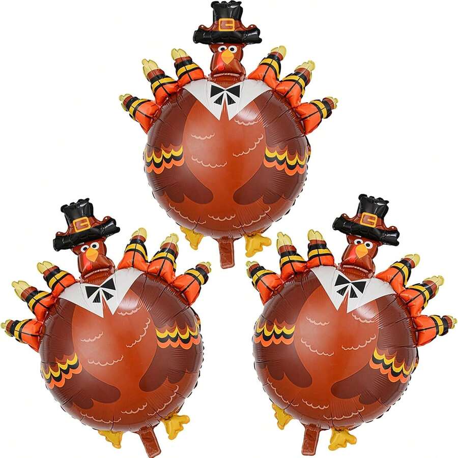 Globos de pavo de Acción de Gracias para Acción de Gracias, suministros de fiesta temática, cosecha, festival, decoración de fiesta de Acción de Gracias, suministros de decoración de fiestas, - Sombrero de Año Nuevo Negro - Ver 1