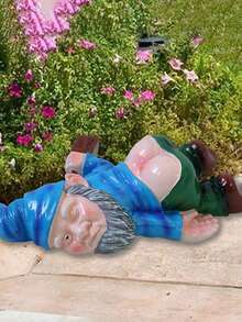 Small Resin Statue - Little Willy Drinking, Suitable For Lawn Decor, Indoor Or Outdoor Decoration, Interesting In Red And Green, Also A Great Mother's Day Gift - A - View 4