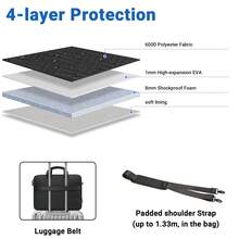 TECOOL 360度保護筆電攜行包，相容 MacBook Pro 15/16、Air 15 M2、14-17.3 吋 HP 筆電及其他品牌筆電，輕量女款筆電包，附肩背帶、口袋、提把，黑色、粉色 - 查看 5
