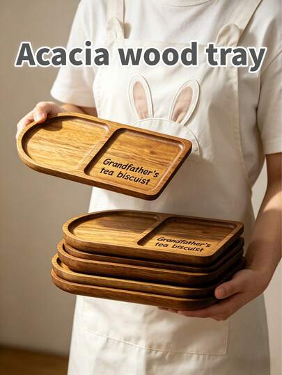 1个相思木托盘，父亲节托盘，适合盛放饼干、水果和咖啡，木质餐盘，厨房配件，多种父亲节祝福图案，咖啡托盘，是餐厅、厨房、客厅和卧室的理想家居装饰，咖啡和糕点板，送给爸爸和爷爷的礼物