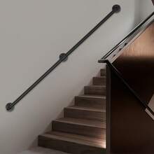 [SHZICMY]Pipe Stair Handrail, 5FT Staircase Handrail, Galvanized Iron Pipe Handrail, Industrial Pipe Handrail With Wall Mount Support, Round Corner Wall Handrailings For Indoor, Outdoor - 5 Feet - View 2