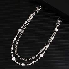 New-Hop Pearl Spliced Pant Chain, High-End, And Cool, Niche Men's Jeans Waist Chain, Versatile Accessory - Silver - View 4