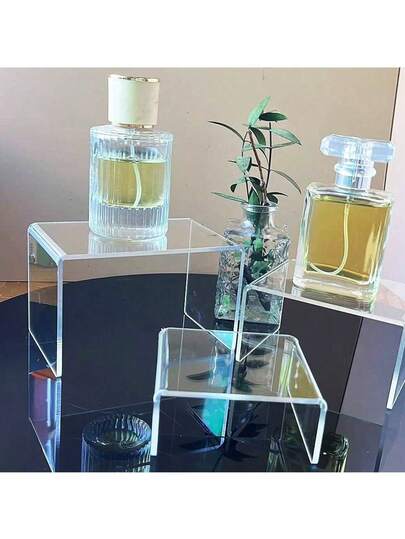 Bộ 1/2 giá trưng bày bằng acrylic, giá đựng bánh/tráng miệng/đồ sưu tầm/mỹ phẩm, kệ acrylic trong suốt cho nhà bếp/phòng tắm/phòng khách, giá trang trí bàn làm việc, đồ trang trí nhà cửa, đồ dùng học tập.