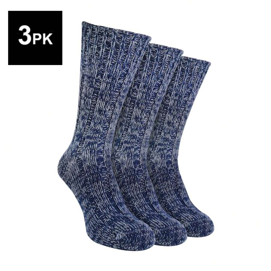 Sock Snob Sock Snob - 3 Pack Mens 100% Wool Socks | Cushion Ribbed Boot Socks With Reinforced Heel And Toe - Blue - View 1
