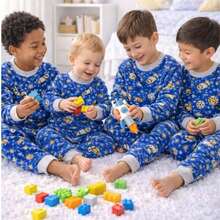 Boys' Soft Fleece Winter Pajamas, Warm And Closed, Sizes 2 To 12 - Xanh đậm - Xem 7