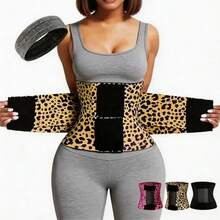 1PCWomen's Comfortable Nylon Adjustable Multi-Color Triple-Wrap Waist Cincher Belt – Tummy Control Body Shaper, Slimming Sexy Waist Trainer For Holiday & Festival Wear - 黃色豹紋 - 查看 1
