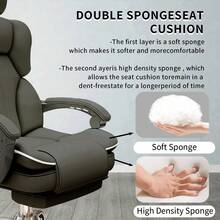 Ergonomic Executive Office Chair, Microfiber Leather Computer Chair With Footrest For Work - 五個輪子的人體工學辦公椅 - 查看 6