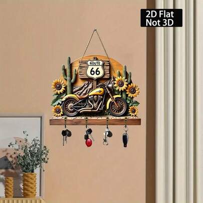 Biển hiệu xe máy cổ điển 2D trang trí tường, giá treo chìa khóa kiểu gara retro với bốn móc kim loại, điểm nhấn trang trí nhà cửa công nghiệp, hộp đựng đồ bằng kim loại mộc mạc gắn tường, thiết kế Steampunk, móc treo sắt trang trí cho phòng khách, phòng ngủ, lối vào, hành lang, nhà bếp, tác phẩm nghệ thuật thủ công cá nhân hóa.