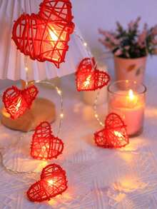 Campana a vento a forma di cuore intrecciata a LED, crea un effetto sonoro rilassante, adatta per interni ed esterni, stile bohémien - Campana della notte tranquilla, un ottimo regalo - Rattan luminoso - Visualizzare 8