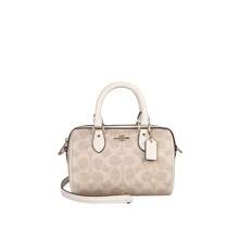 Bolso de hombro para mujer con logo de Coach - Amarillo arena con blanco CW329IMXDM - Ver 1