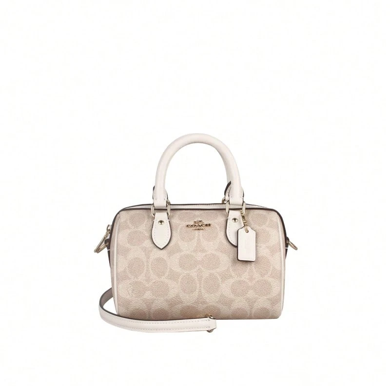 Bolso de hombro para mujer con logo de Coach - Amarillo arena con blanco CW329IMXDM - Ver 1
