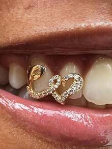 1 Set Unisex Gold Tooth Grillz, Hip Hop Everyday Street Party Teeth Jewelry Accessories - Gold - View 4