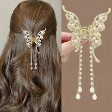 1 chiếc kẹp tóc tua rua hình bướm/Kẹp tóc kim loại mùa hè cho nữ/Kẹp tóc sau gáy/Số lượng tua rua ngẫu nhiên/Sản phẩm thực tế có thể khác nhưng không ảnh hưởng đến công dụng. - A - Xem 3