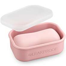 Quatish Compact Leakproof Travel Soap Case, Silicone Soap Box With Draining Layer, Enhanced Soap Container, Suitable For Camping, Gym, Bathroom, Outdoor Essentials, Green - Pink - 查看 6