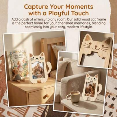 Stylish And Adorable Panda Wooden Photo Frame, Creative Solid Wood Desktop Decoration, Cute Room Decor.