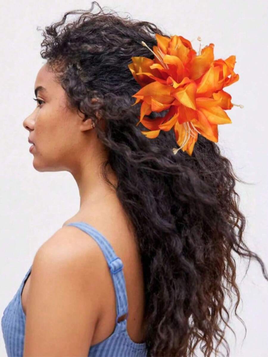 1 chiếc kẹp tóc hoa giả cỡ lớn kiểu Bohemian, thích hợp cho kỳ nghỉ và du lịch. - Nhiều màu - Xem 1