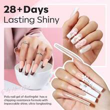 9-teiliges Set - Weiß, Rosa Polymer Gel Verlängerungswerkzeug Set, enthält 20 Nagelformen, Nagelclips und Multifunktions-Nagelbürste, perfekt für DIY-Maniküre zu Hause, ideales Geschenk für Mädchen - Verschiedenfarbig - Übersicht 2