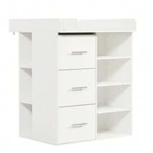 White Changing Table With 3 Drawers, Ample Storage Space Including Side Storage, Adjustable Shelves And Changing Area With Dividers. - White - View 8