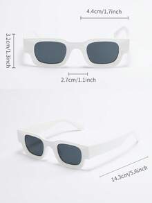 Lunettes de mode rétro rectangulaires à petits verres noirs pour femmes et hommes. Monture en plastique classique, idéales pour les sorties, les voyages, la plage, les vacances et le port quotidien en été - Blanc - Voir 4
