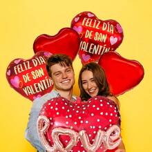 Kit racion de Globos Metálicos de Corazones + Letrero Metálico "LOVE" Bouquet Regalo para Fiestas 14 de Febrero San Valentin  (Oro rosa) - Oro rosa - Ver 6