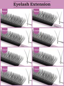KOUUNOTENN Bộ nối mi YY Lashes 0.07D 8-15mm hỗn hợp 3D mềm mại hình hoa trà, mi giả nhiều lớp tự nhiên, cong chữ D, nâng cao, dùng trong salon chuyên nghiệp. - D - Xem 8
