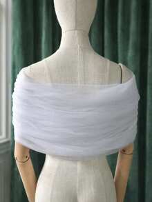 1pc Sheer Mesh Shawl, Bridal Wedding Party Occasion Outerwear - Multicolor - View 7
