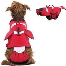 Large/Medium/Small Dog Life Jacket, Tear-Resistant Adjustable Swimming Vest With Rescue Handle, High Visibility Safety High Buoyancy Life Jacket For Swimming, Boating, Beach, Pool And Other Water Activities, Cute Clownfish Design - Red - View 16