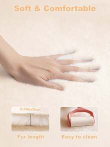1pc Beige Cream Style Cat Shaped Faux Rabbit Fur Rug, Plush Bedside Mat For Bedroom, Irregular Decorative Carpet For Living Room Sofa, Ins Style Cute Thickened Decor For Study, Walk-In Closet, Vanity Stool, And Bay Window - Beige - View 6