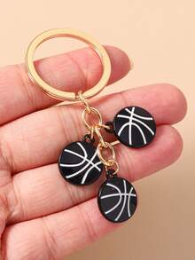 1pc Creative Basketball Keychain, Fashion Sports Accessory Keyring For Daily Use - Three Basketballs - View 7