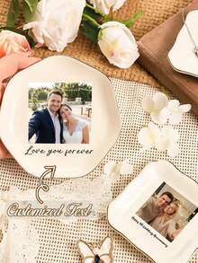 Personalisierte Foto-Schmuckschale, individuelle Schmuckablage, Ringschale, Schmuckteller. Anpassbarer Text und Bilder. Kann als Schmuck- und Parfümausstellungsständer, Schlüssel- und Accessoire-Organizer verwendet werden. Geeignet als Hochzeits- oder Verlobungsgeschenk. Anwendbar für Wohnzimmer- und Büro-Heimdekoration. Ideal zum Aufbewahren von Schmuck, als Tablett, Geschenkbox, Schmuckständer, Kleinigkeiten, Verlobungsgeschenke, Foto-Dekorationen, Brautjungfernparty-Geschenke oder Geschenke für enge Freunde. - Verschiedenfarbig - Übersicht 1