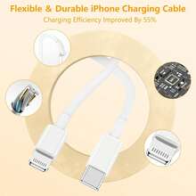 FCV 适用于 的快速充电线，20W PD 快充 USB-C 墙式充电器 Type-C 电源适配器 Lightning 数据线，快充插头，兼容 14/13 Pro/12/11/XS/Max/XR/X/8 Plus/SE 2022 - 美規A型插(110-127V) - 查看 2