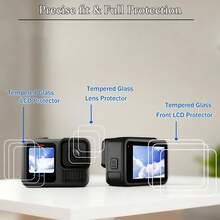 3pcs/Set Tempered Glass Screen Protector Kit For Hero 13/12/11/10/9 Black, Ultra HD 9H Hardness, Scratch-Resistant, Anti-Fingerprint, Bubble-Free Protection For Front, Rear Screens & Lens, Easy Installation, Smooth Surface, Suitable For Action Camera Accessories - View 4