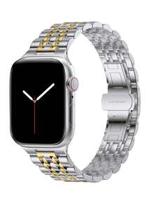 1 pezzo Cinturino in metallo argento e oro, compatibile con Apple Watch Serie 11/10/9/8/7/6/5/4/3/2/1 SE Ultra, cinturino in acciaio inossidabile con sgancio rapido e utensile di rimozione, adatto per 44mm 38mm 40mm 41mm 42mm 45mm 46mm 49mm, adatto per feste, regali per vacanze, accessori per donna, accessori da spiaggia per donna e uomo - Multicolore - Visualizzare 12
