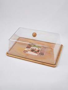 Transparent Bamboo Cake Dust Cover Tray, Dessert Display Plate, Pastry And Bread Preservation Cover, Suitable For Home Use, Western-Style Dessert Plate, Multiple Sizes Available. - Rectangle (35.5 X 22.5 X 12 Cm) - View 5