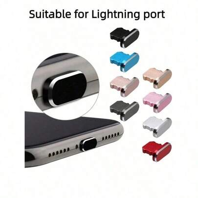 1-3 cái Nút bịt bụi cổng dữ liệu, cổng sạc điện thoại, đầu nối nguồn, nút bịt bụi bằng kim loại với lớp phủ bóng, nút bịt bụi cho Apple, phù hợp với cổng Lightning