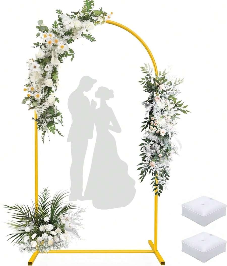 2.2 * 1.2M Arcos para racion de Globos, Arco para Globos Desmontable, Kit de Arco para Globos para Baby Shower, Cumpleaños, Aniversario, Graduación, Fotobooth, Jardín y Exterior (Dorado) - Dorado - Ver 1