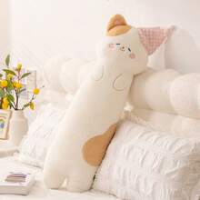 卡通大動物長毛絨枕頭附帽子，可愛粉紅豬、熊、三花貓，睡眠枕、床枕，臥室宿舍枕頭，生日禮物，居家客廳臥室靠墊 - 長條抱枕 - 查看 8
