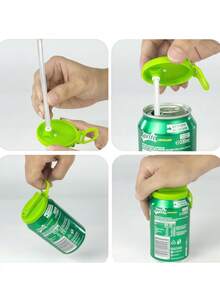 1pc Reusable Soda Can Lid With Silicone Straw - Ideal For Canned Beverages, Beer, And Juice - Multicolor - View 5