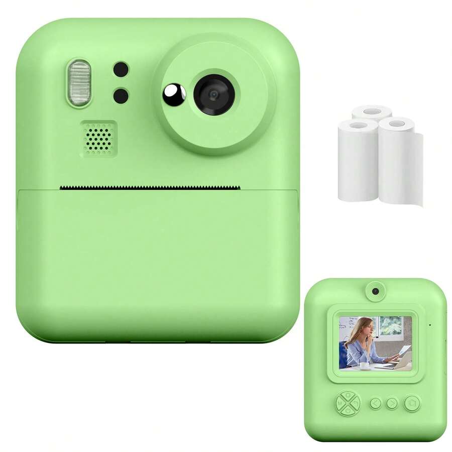 Instant Print Camera, 48MP 1080P High Definition Flash Portable Camera, Dual Lens Digital Camera With Printing Paper, Selfie Digital Camera, Christmas, Birthday, Party - Best Creative Gift For Couples, Friends And Family