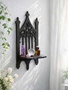 1 chiếc kệ trưng bày pha lê phong cách Gothic - Kệ gỗ treo tường ma mị | Giá đỡ pha lê thủ công | Trang trí nhà cửa phong cách Gothic | Trang trí tiệc Halloween | Kệ trưng bày pha lê phong cách phù thủy Boho, Trang trí nhà cửa, Trang trí phòng, Trang trí tường - màu đen - Xem 5