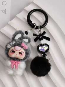 Móc khóa tai hình tai bất đối xứng ombre mới, phụ kiện thời trang dễ thương hình hoạt hình, móc khóa túi xách. - Nhiều màu - Xem 3