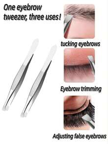 1pc High Precision Eyebrow Trimming Tweezers, Stainless Steel Eyebrow Tweezers, Suitable For Fine Hair And Whiskers, Ultra-Thin Flat Tip Trimming Tool, Suitable For Home And Salon Use. High Quality Stainless Steel Tweezers, Depilation Tweezers, Ingrown Hair Tweezers, Curved Tweezers, Facial Care Tools, Women's Razors. - One Size - View 5