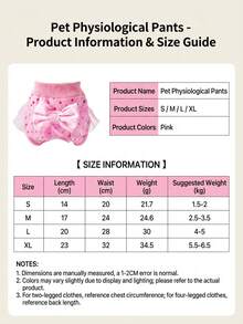 PETSIN Cute Cartoon Pet Physiological Panties, With Lace Trim & Bow Decor, Multipurpose Dog Menstrual Diaper, Sanitary Pants For Small Dogs - Pink - View 11