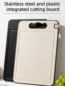 6-In-1 Multifunctional Cutting Boards: Plastic Cutting Board, Stainless Steel Cutting Board, Kitchen Cutting Board, Cutting Board With Sharpener, Non-Slip Kitchenware, Camping Gear, Cutting Tray, Suitable For Meat, Vegetables And Fruits, Washable Plastic Kitchen Cutting Board - Black - View 1