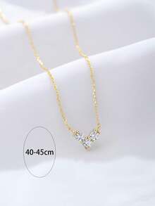 1 chiếc dây chuyền hình trái tim tối giản bằng bạc S925, đính đá quý nhiều mặt sáng bóng, toát lên vẻ lãng mạn và hoàn hảo cho trang phục hàng ngày và mùa hè dành cho phái nữ nhân dịp Lễ Tình nhân. - Dây chuyền hình trái tim ba viên kim cương - Xem 10