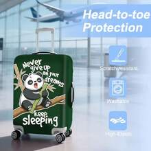 ANNA QUEEN - Funda de equipaje de viaje funda protectora de veliz elástica y antiarañazos lavable duradera protege de arañazos suciedad y daños M fits 24-26Inch suitcase - Lindo panda - Ver 2