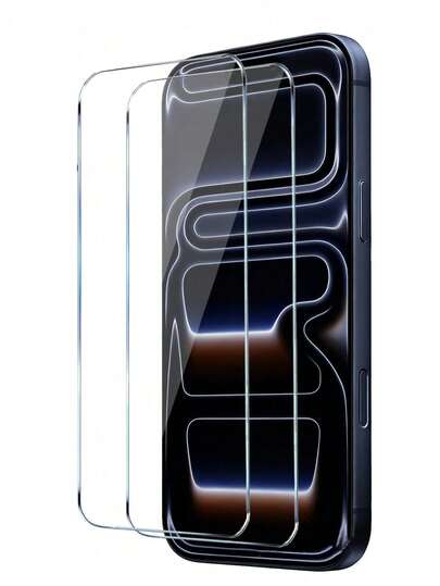 两片装防刮钢化膜+三片镜头膜，高清手机屏幕保护膜，兼容苹果15 PROMAX、15、16、15PRO、14、13、12、11、XR、XS、X、7、8、17、17 Pro、17 Pro Max、17 Air、17E、16E等机型。防爆、防碎、防刮、防水、高清透明，母亲节礼物，馈赠亲友的最佳选择。存在轻微色差。高清透明钢化膜。