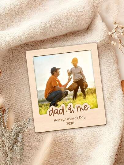1件父亲节徽章，2026父亲节装饰牌匾和饰品，木制装饰品，我们的第一个父亲节礼物，父亲节快乐相框，圣诞装饰品