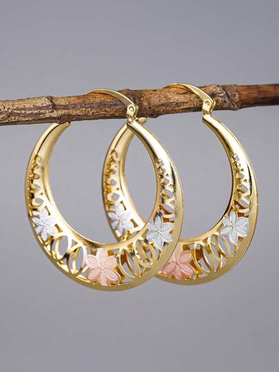 1 Pair Girls Fashion Hoop Earrings For Daily Decoration For Party Jewelry Birthday Gift